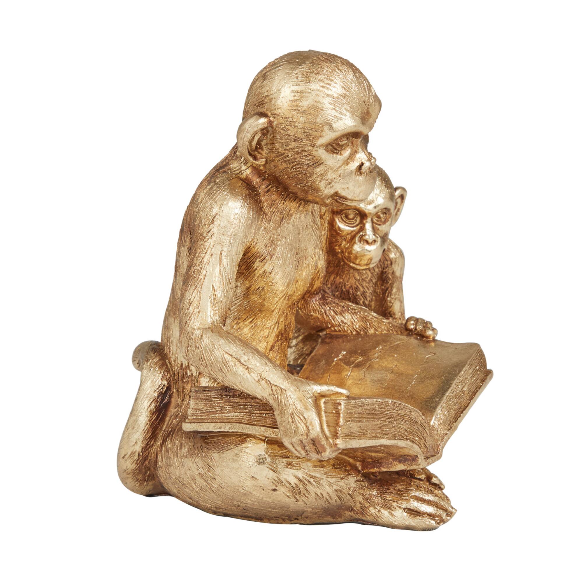 Gold Polystone Glam Sculpture, 7" x 9" x 6"
